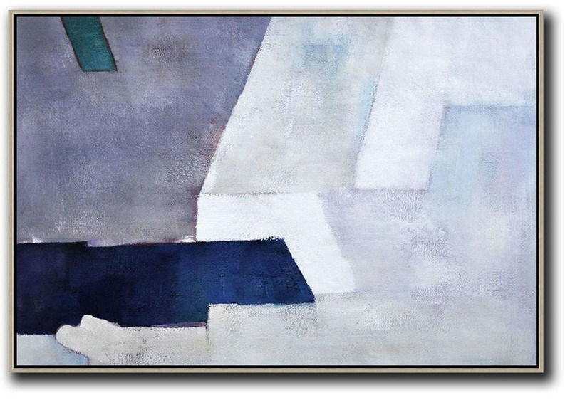 Oversized Horizontal Contemporary Art,Modern Paintings,Purple,White,Dark Blue